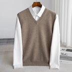 Aiden | Men's Merino Wool V-Neck Sweater Vest Layering Knit