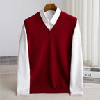 Aiden | Men's Merino Wool V-Neck Sweater Vest Layering Knit