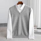 Aiden | Men's Merino Wool V-Neck Sweater Vest Layering Knit