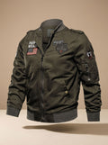 Caleb | Men's Military-Patch Zip-Up Bomber Jacket