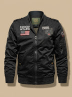 Caleb | Men's Military-Patch Zip-Up Bomber Jacket