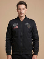 Caleb | Men's Military-Patch Zip-Up Bomber Jacket