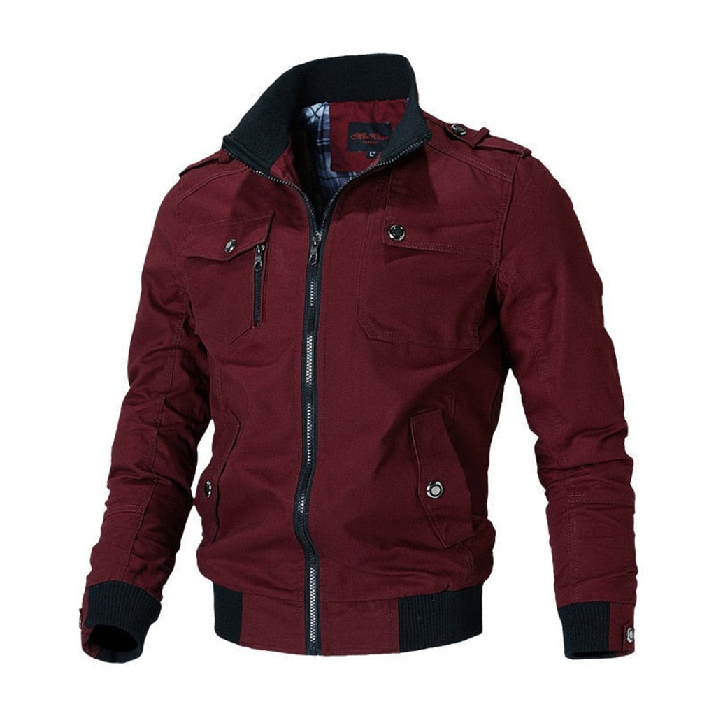 Elijah | Men's Military-Style Zip-Up Bomber Jacket Ribbed Cuff