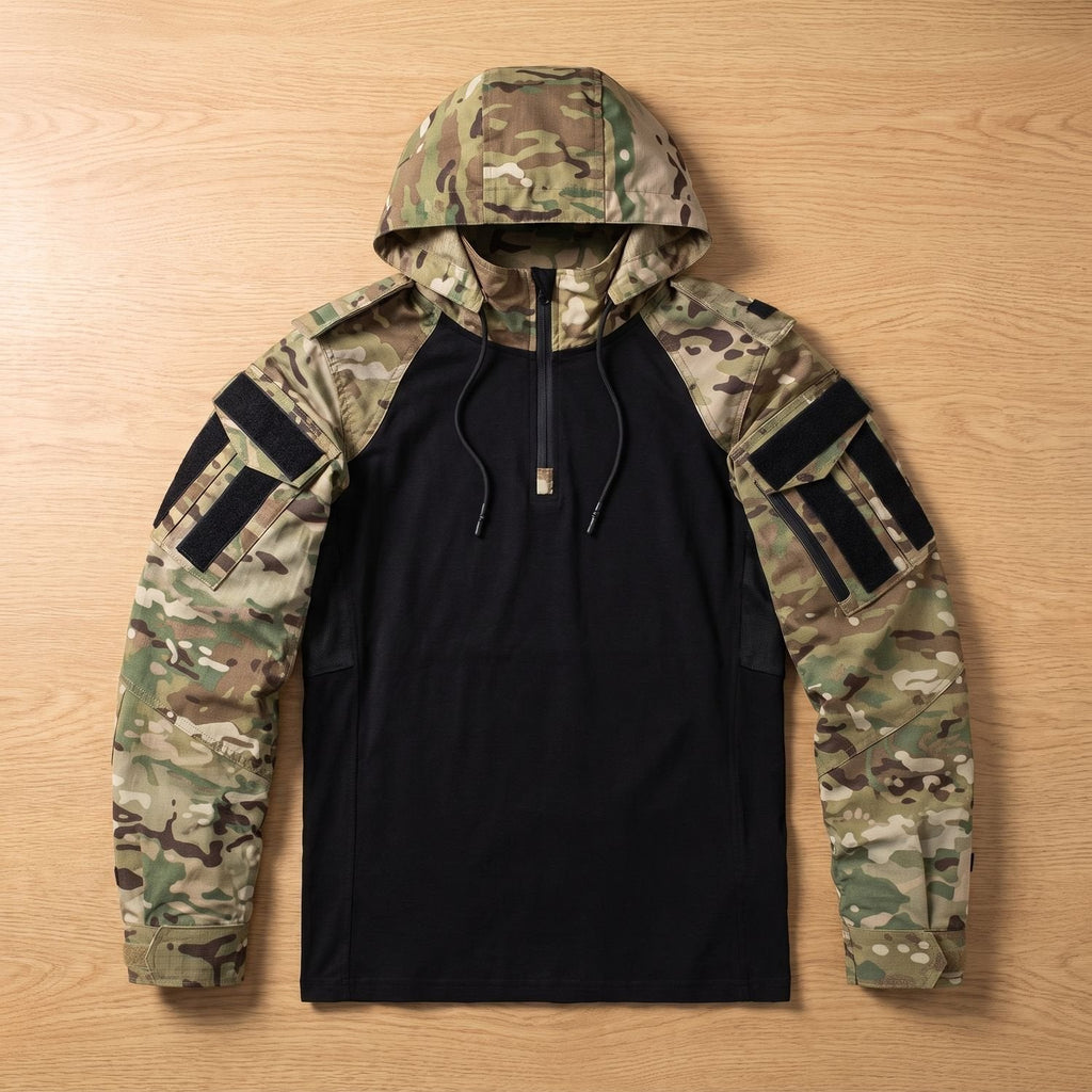 Henry | Men's Military Tactical Softshell Hooded Quarter-Zip Jacket