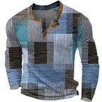 Daniel | Men's Patchwork Plaid Henley Long-Sleeve Shirt
