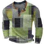 Daniel | Men's Patchwork Plaid Henley Long-Sleeve Shirt