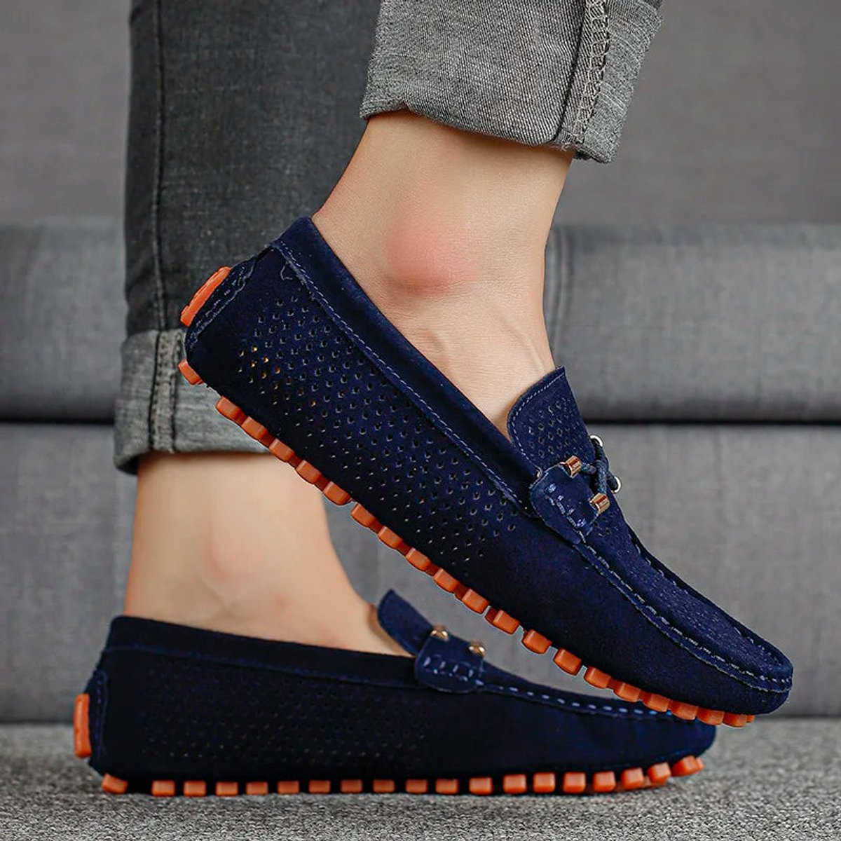 Sebastian | Men's Perforated Suede Slip-On Driving Loafers