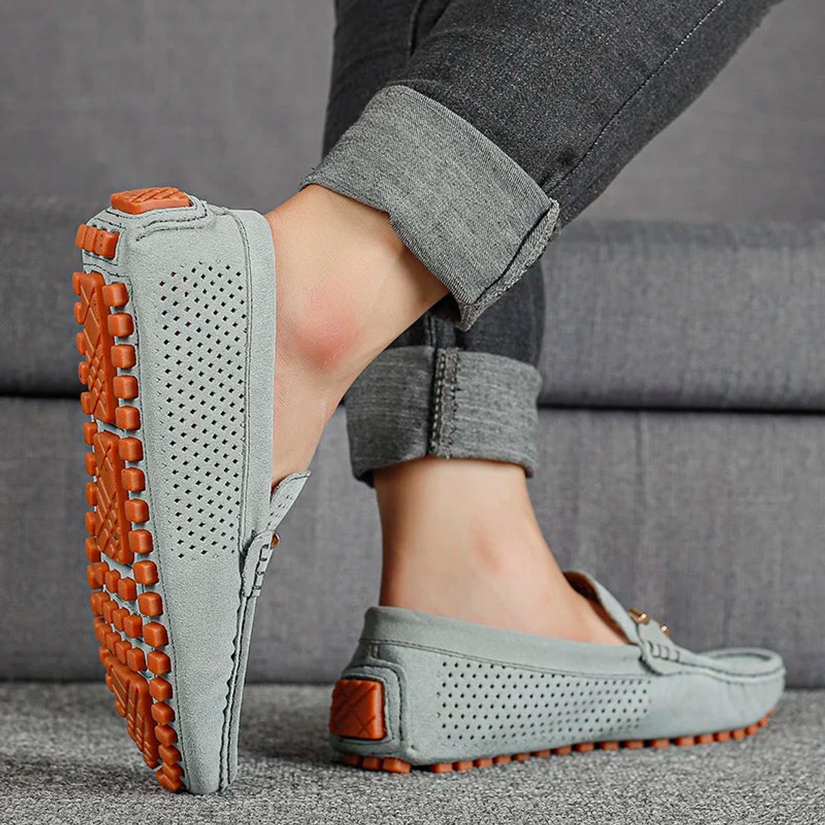 Sebastian | Men's Perforated Suede Slip-On Driving Loafers