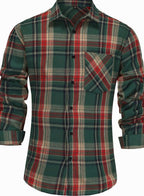 James | Men's Plaid Flannel Long-Sleeve Button-Up Shirt