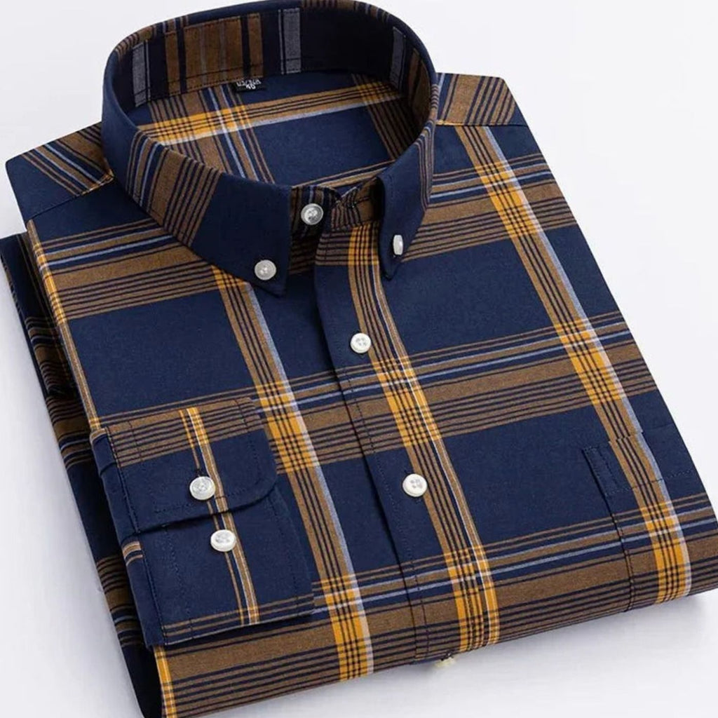 Matthew | Men's Plaid Long-Sleeve Button-Down Shirt
