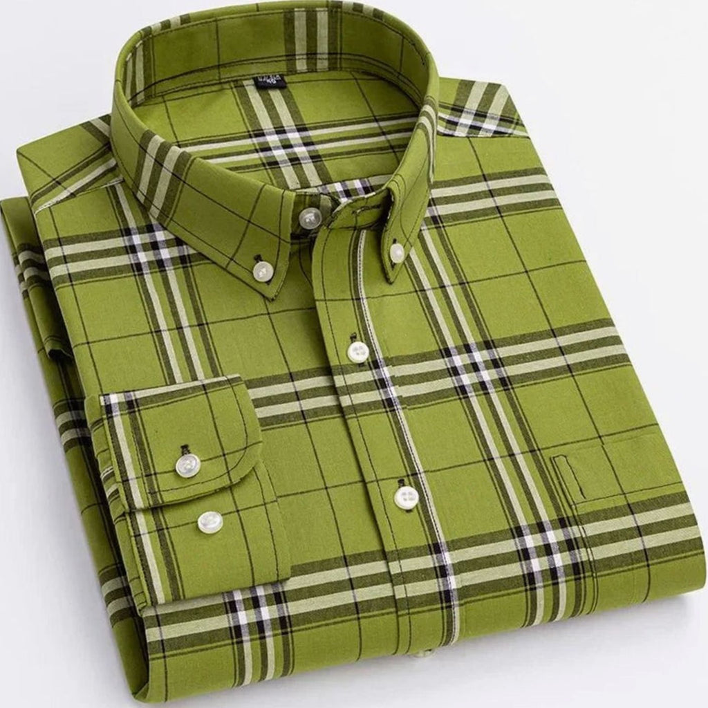 Matthew | Men's Plaid Long-Sleeve Button-Down Shirt