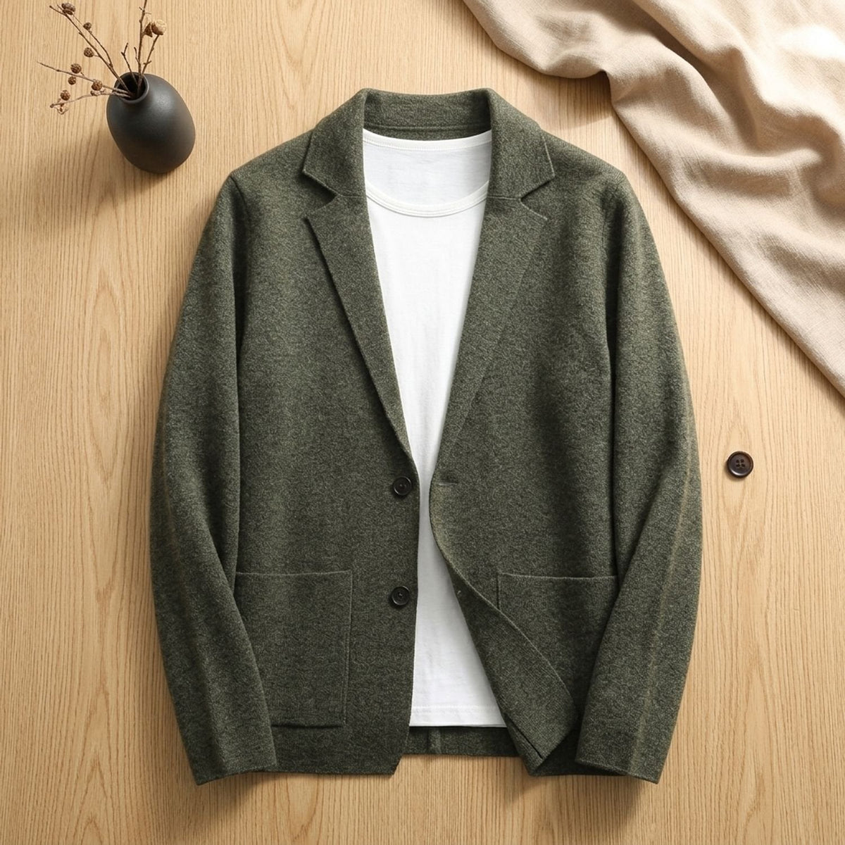 Oliver | Men's Pure Cashmere Button-Front Blazer-Style Cardigan