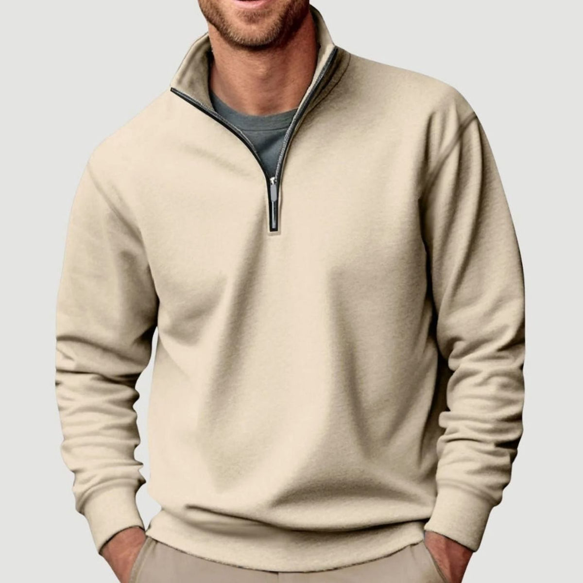Elijah | Men's Quarter-Zip Stand Collar Sweatshirt Relaxed Casual Pullover
