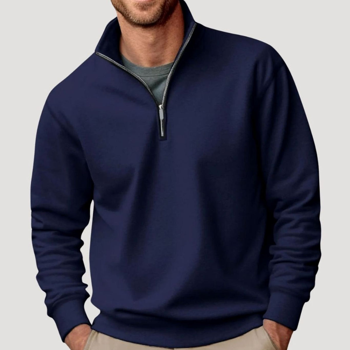 Elijah | Men's Quarter-Zip Stand Collar Sweatshirt Relaxed Casual Pullover