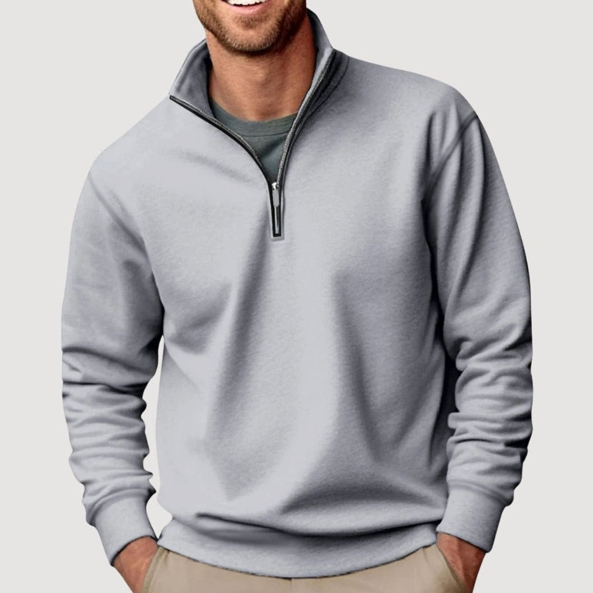 Elijah | Men's Quarter-Zip Stand Collar Sweatshirt Relaxed Casual Pullover