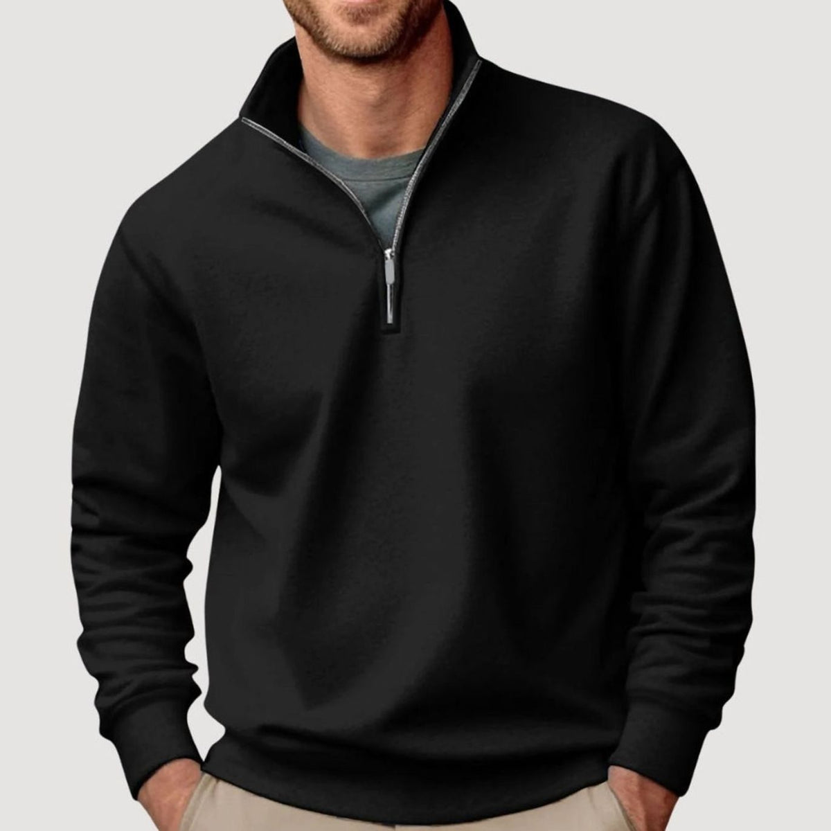 Elijah | Men's Quarter-Zip Stand Collar Sweatshirt Relaxed Casual Pullover