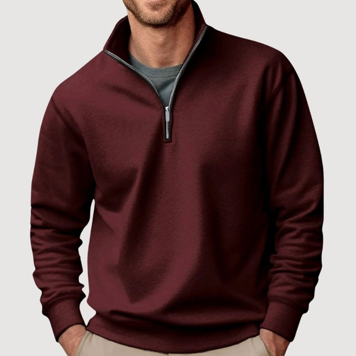 Elijah | Men's Quarter-Zip Stand Collar Sweatshirt Relaxed Casual Pullover