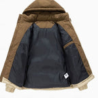 Ryan | Men's Quilted Hooded Puffer Jacket Two-Tone Corduroy Trim