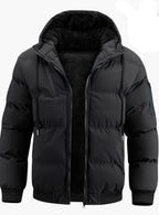 Alexander | Men's Quilted Hooded Winter Jacket Ribbed-Cuff Full-Zip Puffer