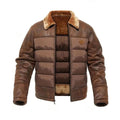 Caleb | Men's Quilted Jacket Faux Leather Sherpa-Collar Insulated Winter Coat