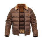 Caleb | Men's Quilted Jacket Faux Leather Sherpa-Collar Insulated Winter Coat