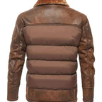 Caleb | Men's Quilted Jacket Faux Leather Sherpa-Collar Insulated Winter Coat