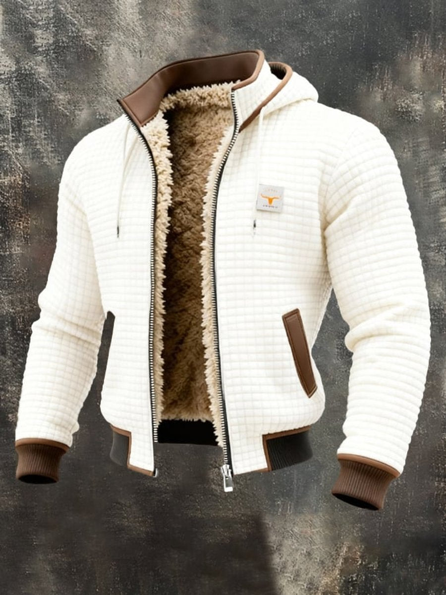 Ethan | Men's Quilted Jacket Fleece-Lined Hooded Full-Zip Sherpa Coat