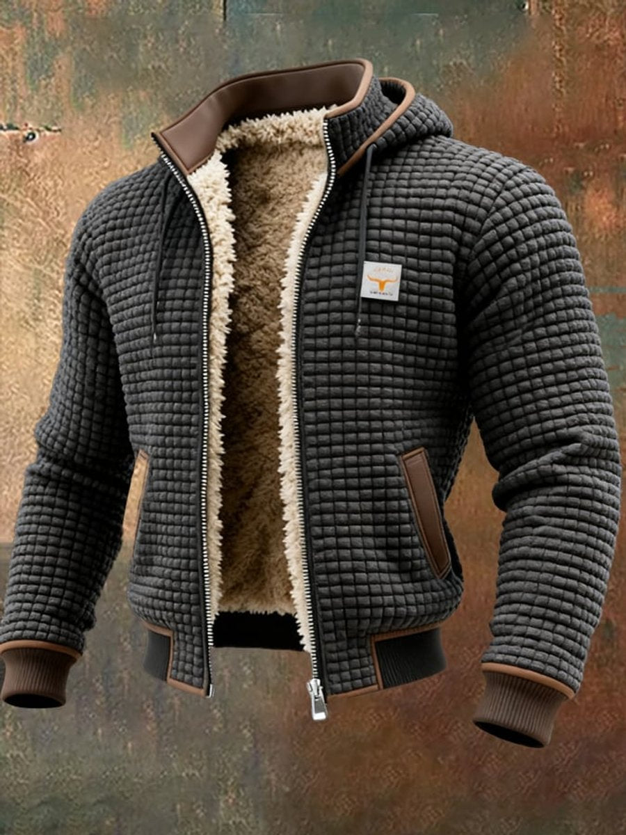Ethan | Men's Quilted Jacket Fleece-Lined Hooded Full-Zip Sherpa Coat