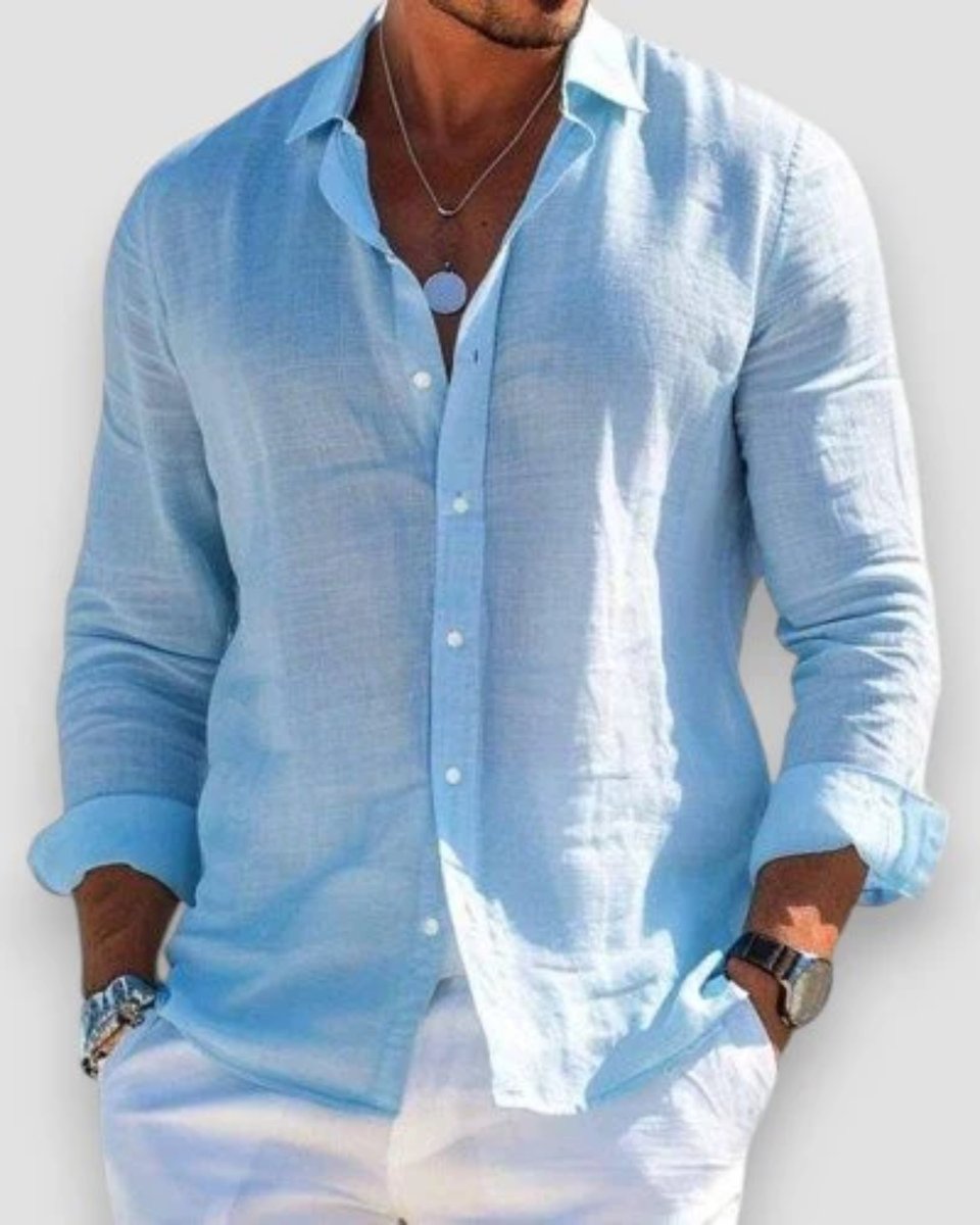 Mason | Men's Relaxed-Fit Lightweight Linen Long-Sleeve Button-Up Shirt
