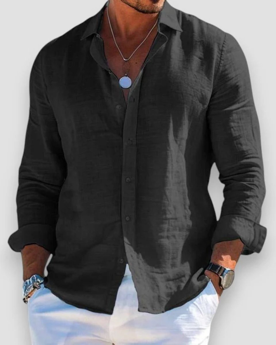 Mason | Men's Relaxed-Fit Lightweight Linen Long-Sleeve Button-Up Shirt