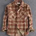 Benjamin | Men's Relaxed-Fit Plaid Corduroy Flannel Shirt Double Chest Pocket