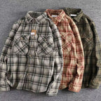 Benjamin | Men's Relaxed-Fit Plaid Corduroy Flannel Shirt Double Chest Pocket