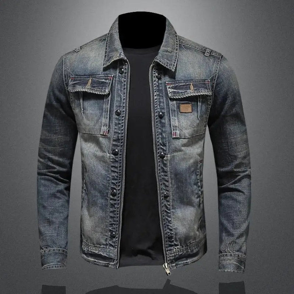 Lucas | Men's Retro Washed Denim Zip-Up Jacket Casual Outerwear Coat