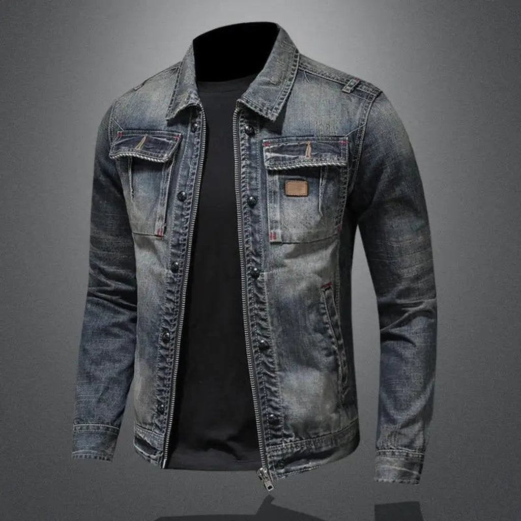 Lucas | Men's Retro Washed Denim Zip-Up Jacket Casual Outerwear Coat