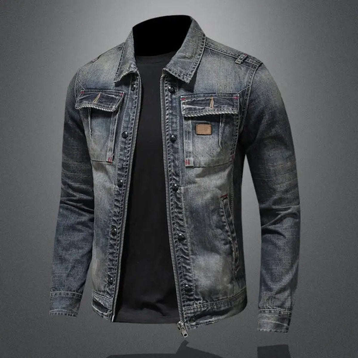 Lucas | Men's Retro Washed Denim Zip-Up Jacket Casual Outerwear Coat