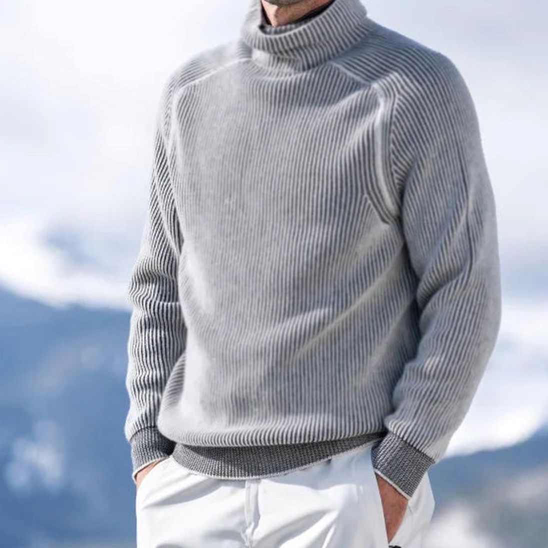 Caleb | Men's Ribbed Knit Turtleneck Sweater Casual Winter Pullover