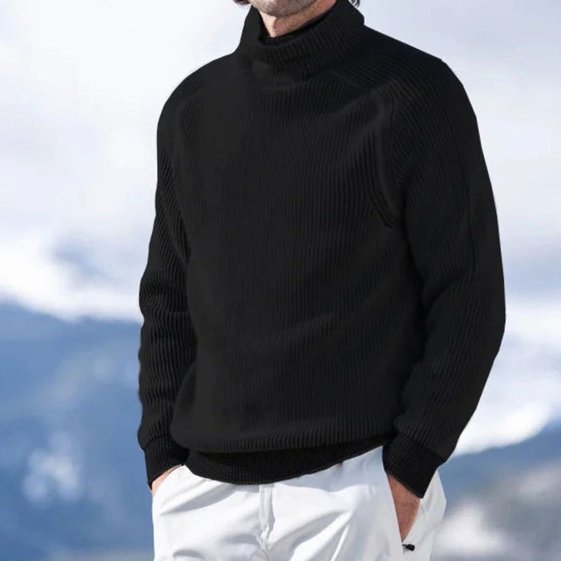 Caleb | Men's Ribbed Knit Turtleneck Sweater Casual Winter Pullover