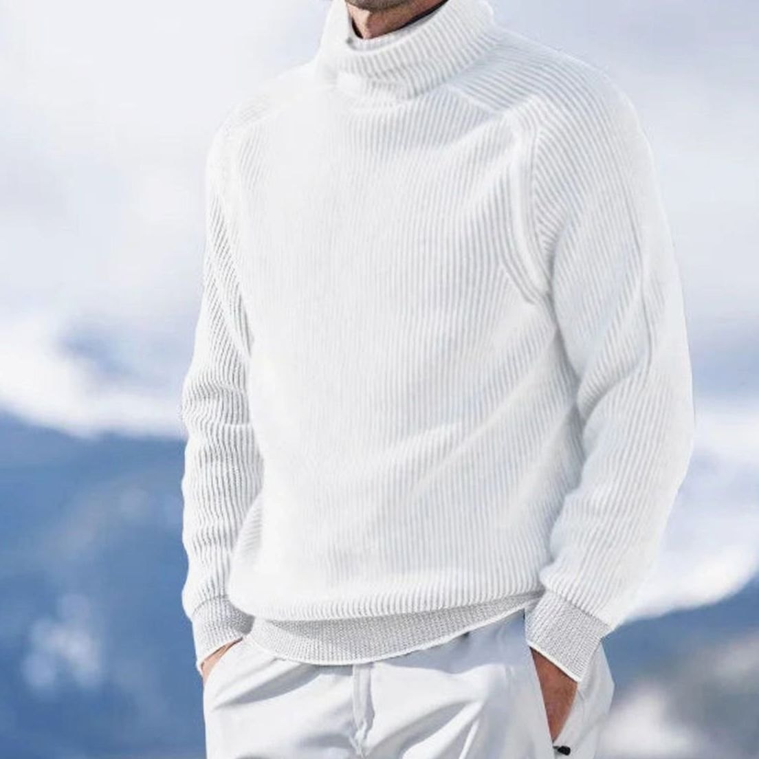 Caleb | Men's Ribbed Knit Turtleneck Sweater Casual Winter Pullover