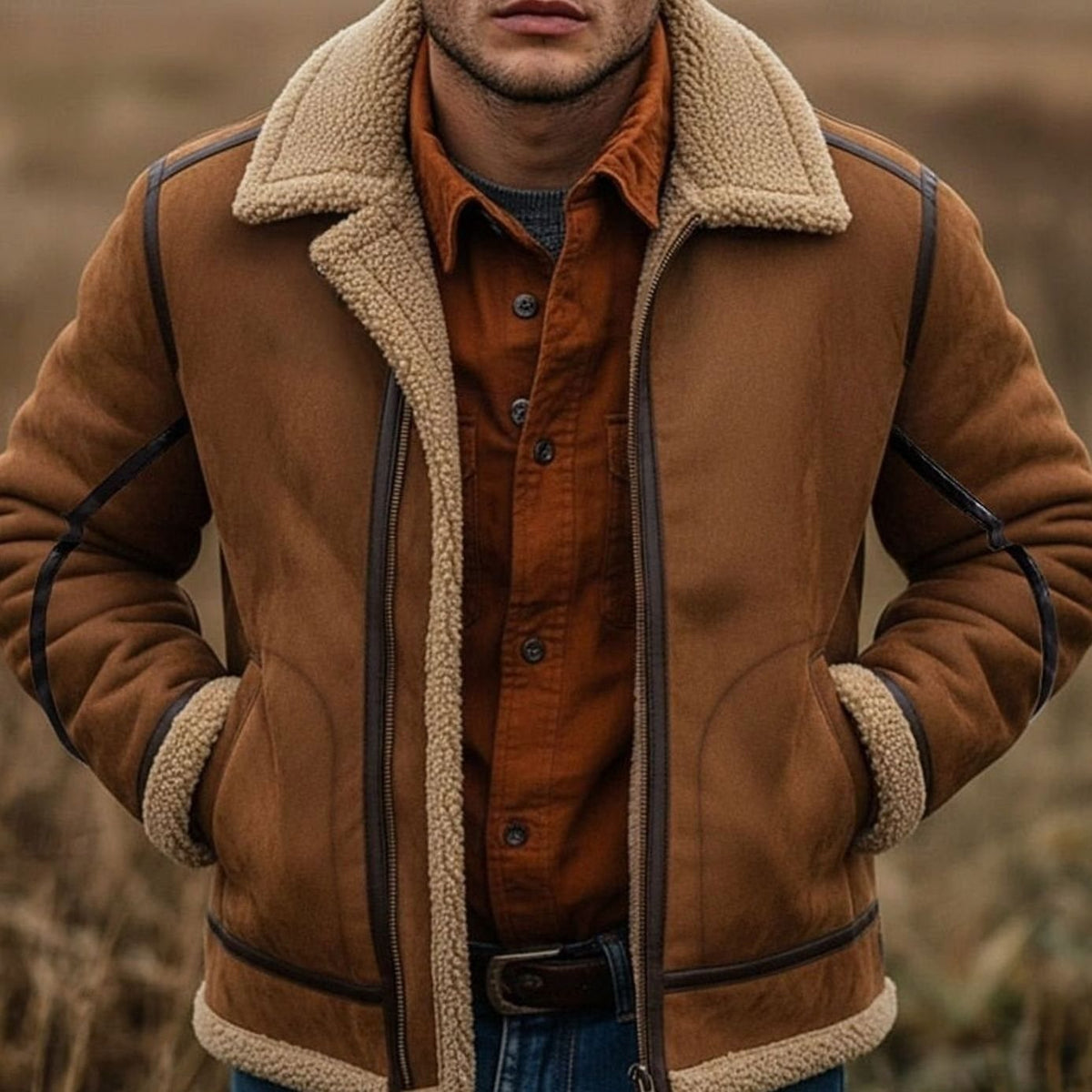 William | Men's Sherpa-Lined Aviator Bomber Jacket Full-Zip