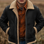 William | Men's Sherpa-Lined Aviator Bomber Jacket Full-Zip