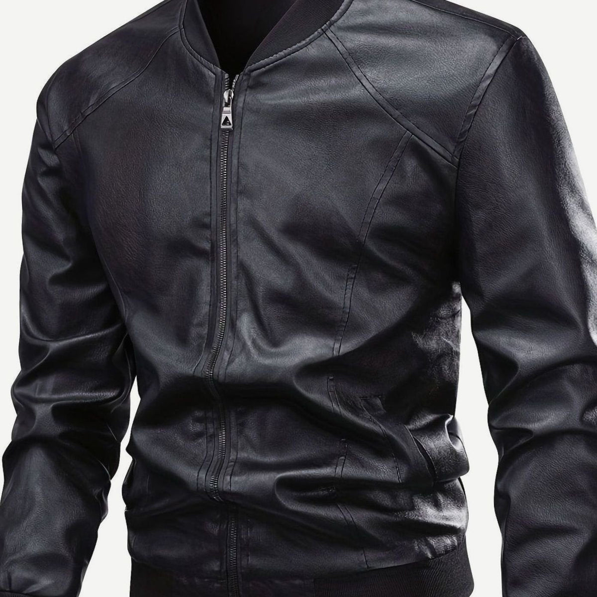 Nathan | Men's Slim-Fit Full-Zip Faux Leather Bomber Jacket