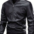 Nathan | Men's Slim-Fit Full-Zip Faux Leather Bomber Jacket