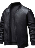 Nathan | Men's Slim-Fit Full-Zip Faux Leather Bomber Jacket