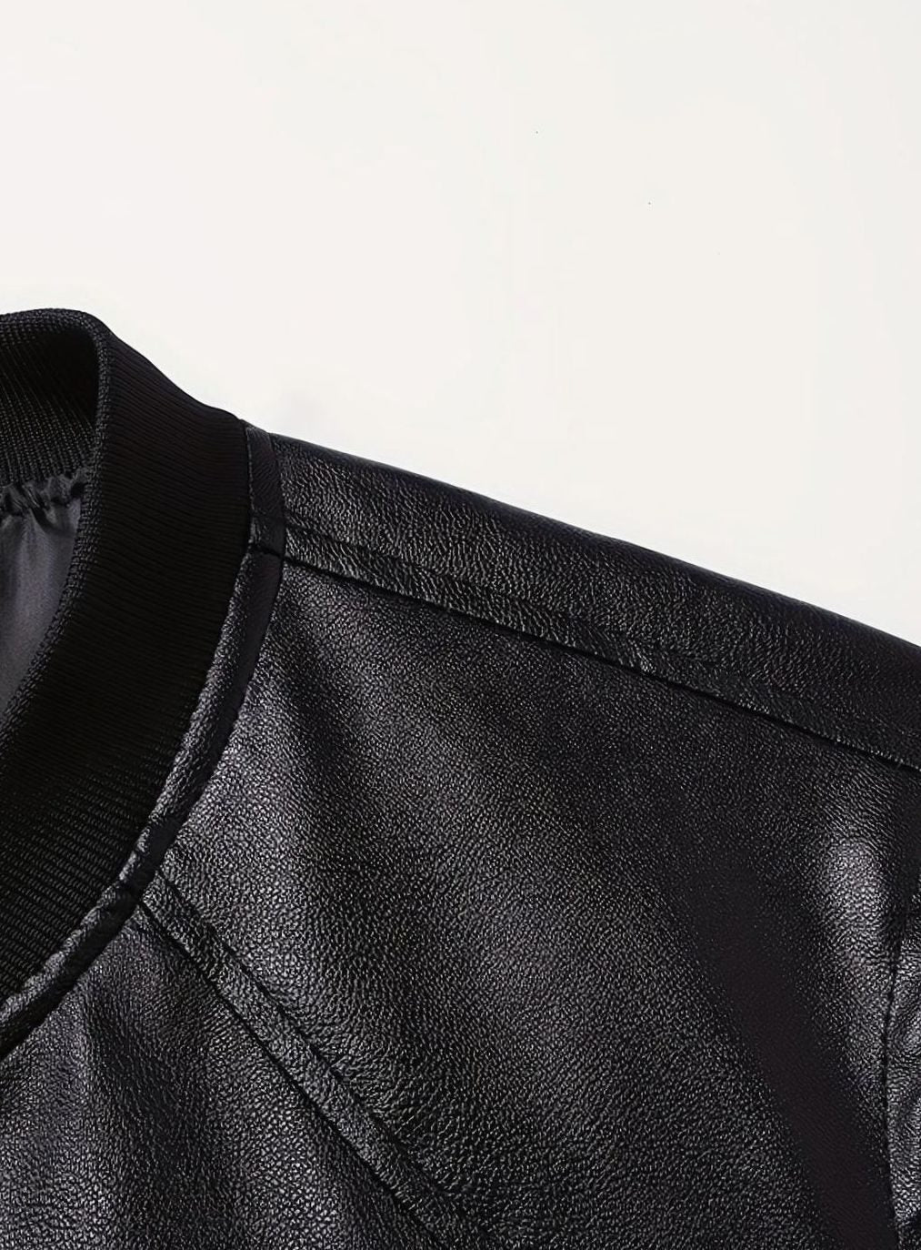 Nathan | Men's Slim-Fit Full-Zip Faux Leather Bomber Jacket