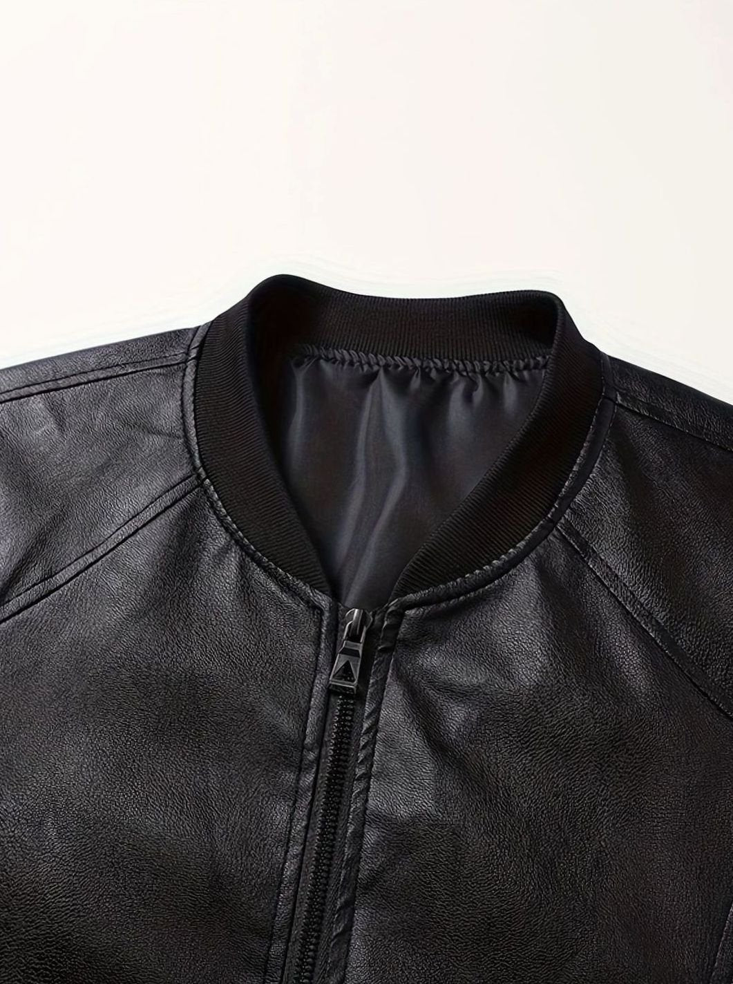Nathan | Men's Slim-Fit Full-Zip Faux Leather Bomber Jacket
