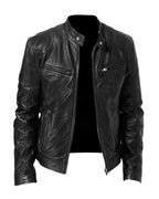 Henry | Men's Slim-Fit Moto Leather Mens Quilted Jacket Stand Collar