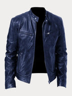 Henry | Men's Slim-Fit Moto Leather Mens Quilted Jacket Stand Collar