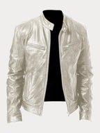 Henry | Men's Slim-Fit Moto Leather Mens Quilted Jacket Stand Collar