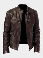 Henry | Men's Slim-Fit Moto Leather Mens Quilted Jacket Stand Collar