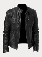 Henry | Men's Slim-Fit Moto Leather Mens Quilted Jacket Stand Collar